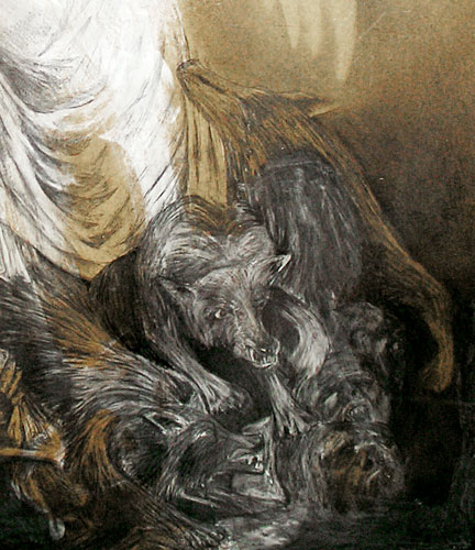Image of  painting titled: Angel Descending (detail: lower right)